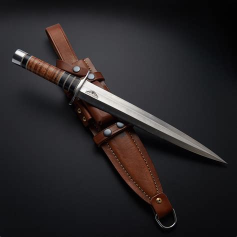 D2 Stacked Leather Micarta Tactical Dagger Gunslinger Knives Touch