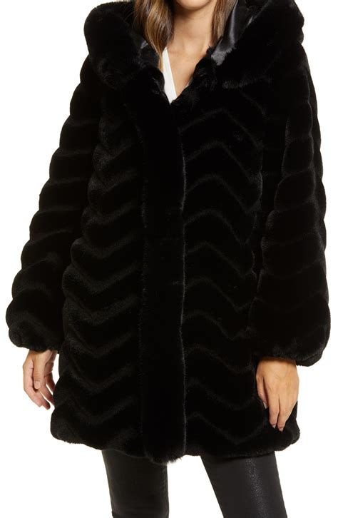 Gallery Grooved Faux Fur Hooded Jacket Nordstrom