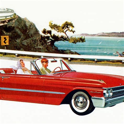 Detail Of Ford Sunliner 1961 Coastal Highway Mad Men Art Vintage Ad