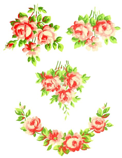 Antique Images Free Digital Rose Shabby Chic Flower Collage Sheet