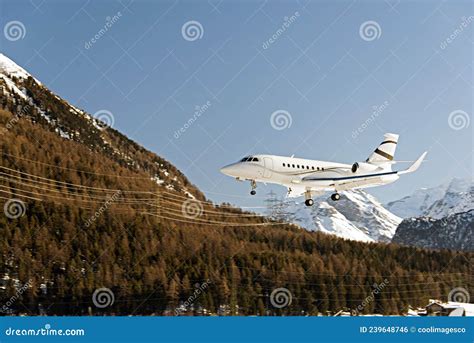 A Private Jet In Engadin St Moritz Airport In Switzerland Stock Photo
