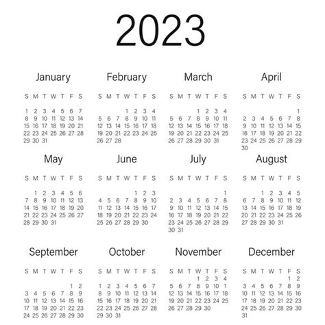 Calendario Vectorial Para 2023 La Semana Comienza El Domingo Vector