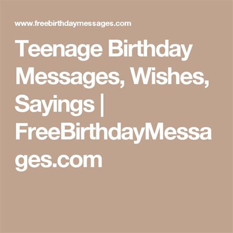 Teenage Birthday Messages Wishes Sayings