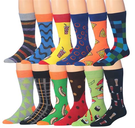 James Fiallo Mens 12 Pairs Funny Funky Crazy Novelty Colorful Patterned