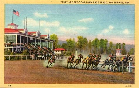 1936 Postcard From Oaklawn Racetrack In Hot Springs Arkansas Hot