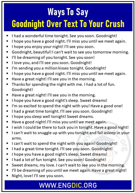 Cute Ways To Say Goodnight Over Text To Your Crush Engdic