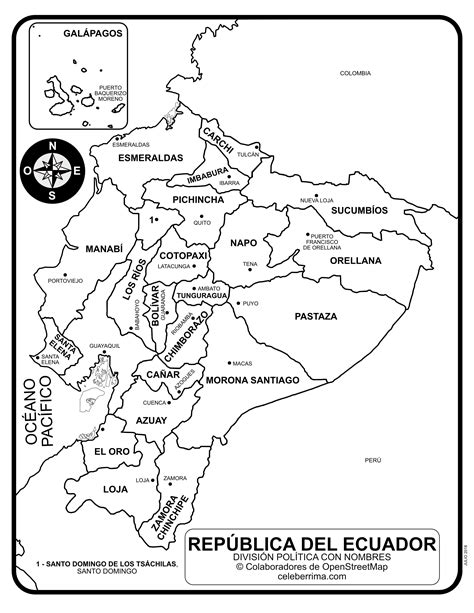 Mapa De Ecuador Con Nombres De Provincias Y Capitales Para Colorear