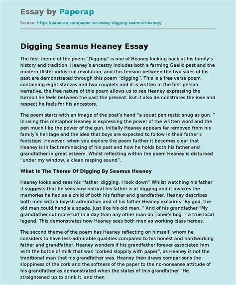Digging Seamus Heaney Free Essay Example