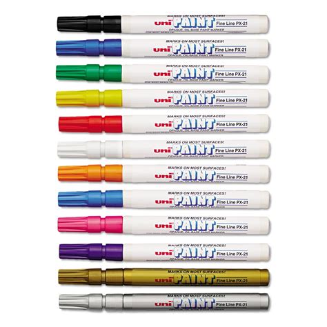 Uni Paint Oil Based Paint Markers Fine Point Assorted Colors 12