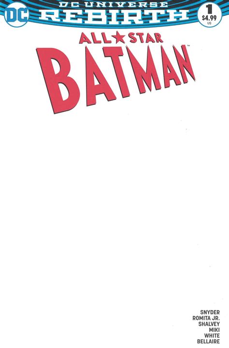 All Star Batman 1 Blank Sketch Variant Cover C Dc 2016 Snyder