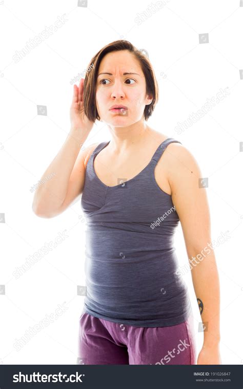 Young Woman Trying Listen Stock Photo 191026847 Shutterstock