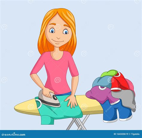 Man Ironing Clothes Guy Using Iron Doing Housework Concept Modern Bedroom Interior Male Cartoon