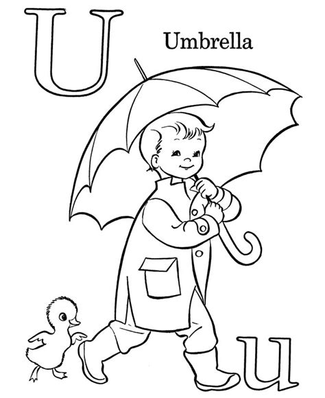 Colorful Alphabet Letter U Umbrella Coloring Page