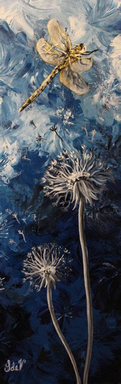 Paintings Dandelion Painting Dragonfly Wall Art Dragonfly Painting