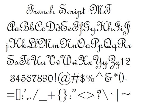 Font Alphabet Styles French Script Mt