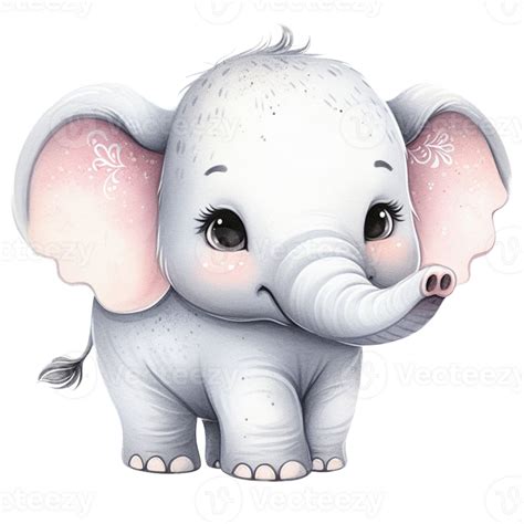 Ai Generated Cute Baby Elephant Watercolor Clip Art Little Baby