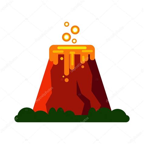 Volcano Eruption With Hot Lava Vector Illustration Mountain Icon
