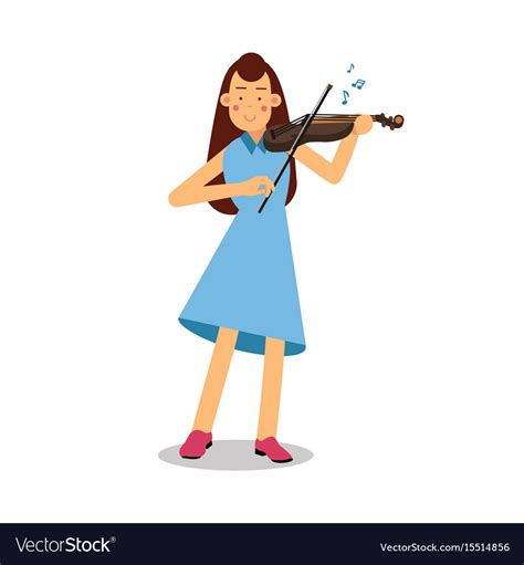 Young Woman Playing A Violin Cartoon Character Vector Image