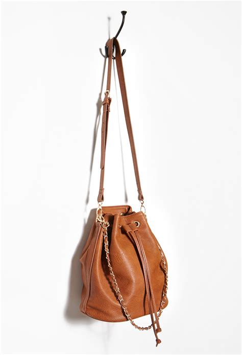 Forever 21 Faux Leather Bucket Bag In Brown Lyst