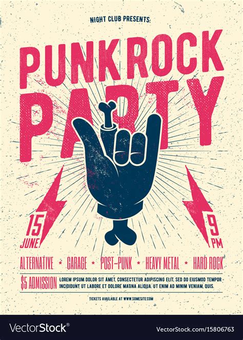 Punk Rock Party Flyer Poster Royalty Free Vector Image