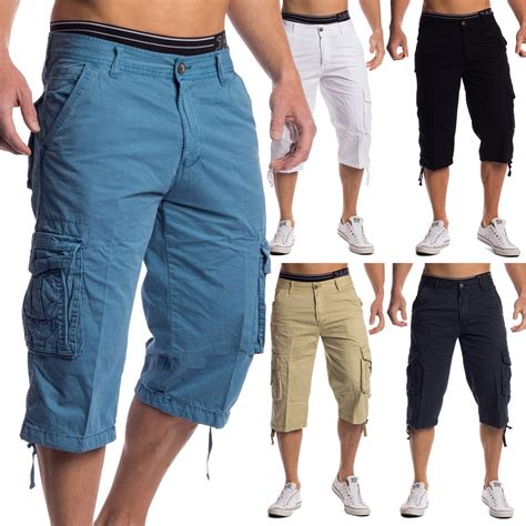 Men Capris Shorts 34 Pants Cargo Shorts Capri 100 Cotton Bermuda Cargo Ebay