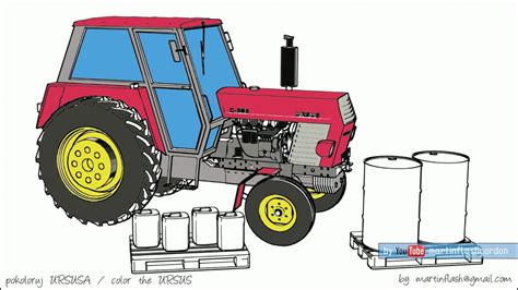 Traktor Kolorowanka Color The Tractor Pokoloruj Ursusa Youtube