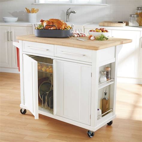 Real Simple Rolling Kitchen Island In White 300 Bed Bath And Beyond