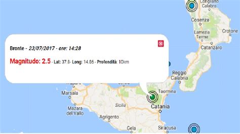 I cerchi rossi corrispondo ai terremoti delle ultime 24 ore i cerchi viola corrispondono ai terremoti dell'ultima ora. Terremoto oggi Sicilia, 23 luglio 2017: scossa M 2.5 ...