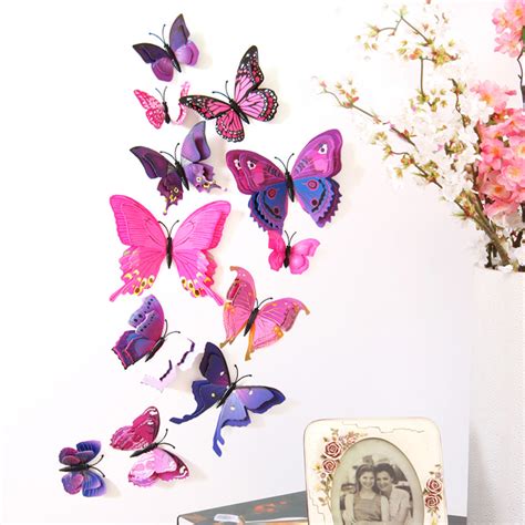 12pcs Decal 3d Wall Stickers Home Decorations 3d Butterflies Rainbow