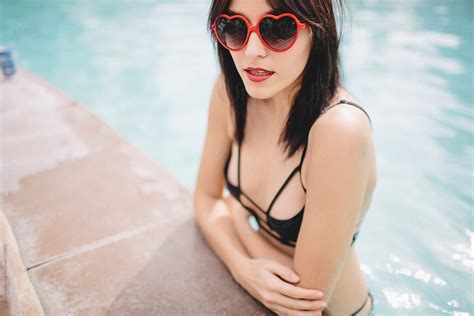 A Portrait Of A Woman In The Pool Del Colaborador De Stocksy A Model