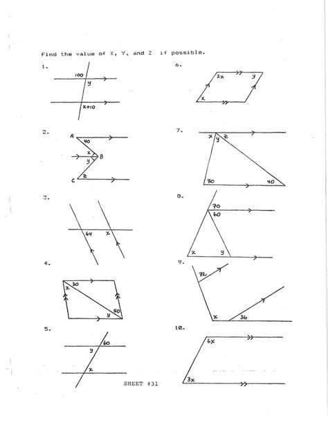 Angles Worksheet 7th Grade Kuta