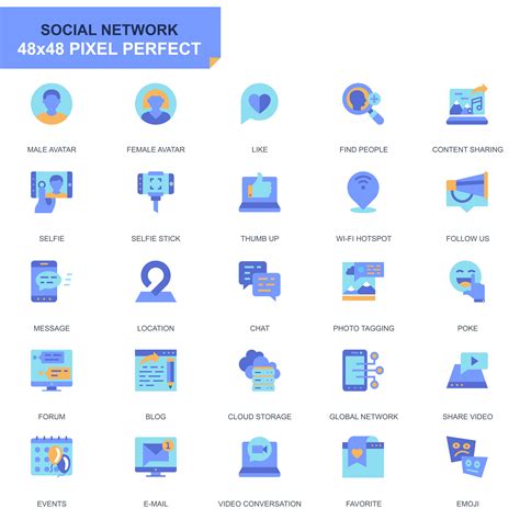 Simple Set Social Media And Network Flat Icons For Website And Mobile