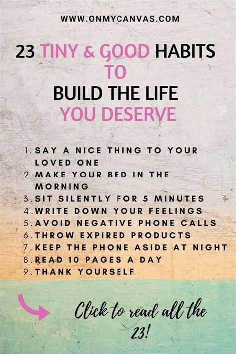 23 Tiny And Good Habits To Build The Life You Deserve In 2020 Small