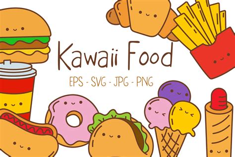 Kawaii Sticker Fast Food Set Graphic By Artvarstudio · Creative Fabrica