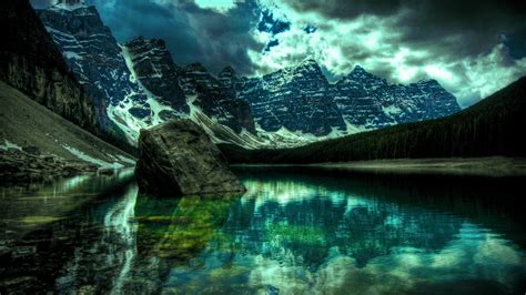 Body Of Water Near Snow Covered Mountain Digital Wallpaper Mountains