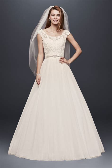 David S Bridal Tulle Wedding Dress With Lace Illusion Neckline Style Wg3741 Ebay