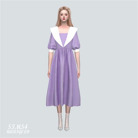 Big C Sailor Long Dress At Marigold Sims 4 Updates