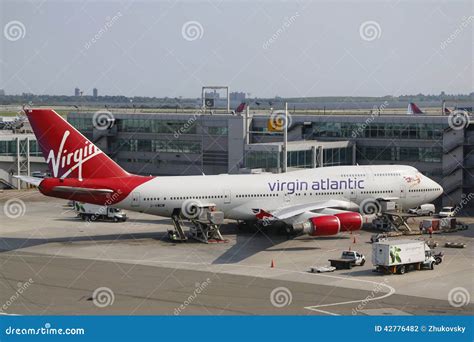 Virgin Atlantic Boeing 747 At The Gate At The Terminal 4 In Jfk Airport