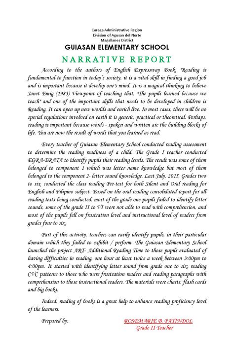 ️ Example Of Narrative Report Example Of A Narrative Report Essay