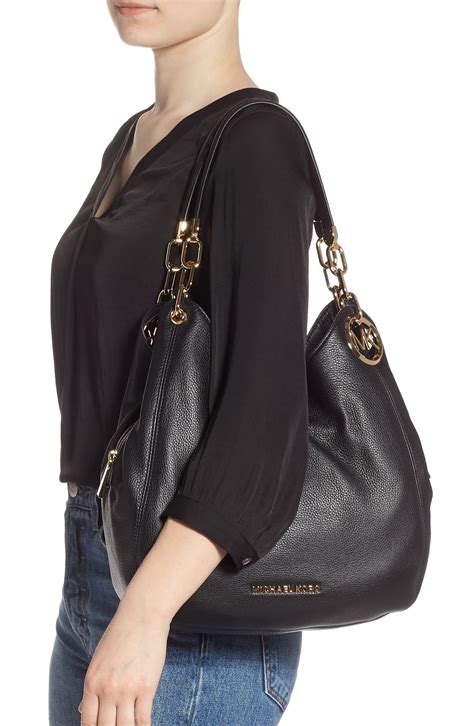 Michael Michael Kors Lillie Large Leather Shoulder Bag In Black Lyst