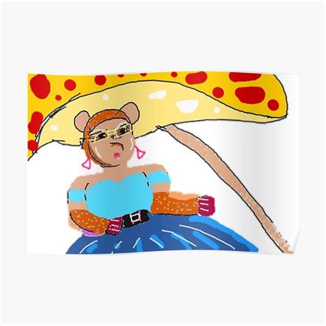 Miss Bear Grizz Chilling Under Mushroom Umbrella Poster By Billart Redbubble
