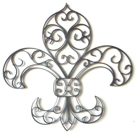 Tuscan Wrought Iron Fleur De Lis Wall Plaque Traditional Metal Wall