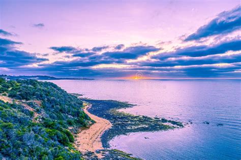 Sunset Over Ocean Coastline Stock Photo Image Of Peninsula Nature