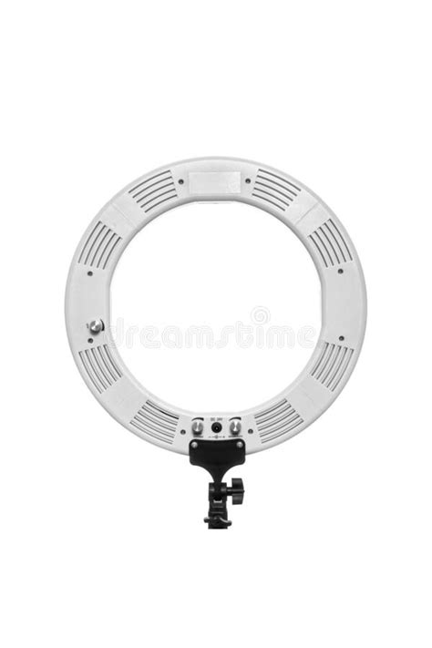 Closeup Of Circular Neon Led Lamp Isolated White Background Popular