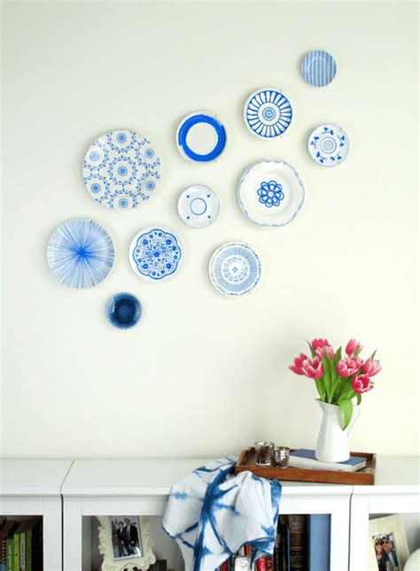 Diy Home Hand Painted Blue And White Plate Wall Display Make