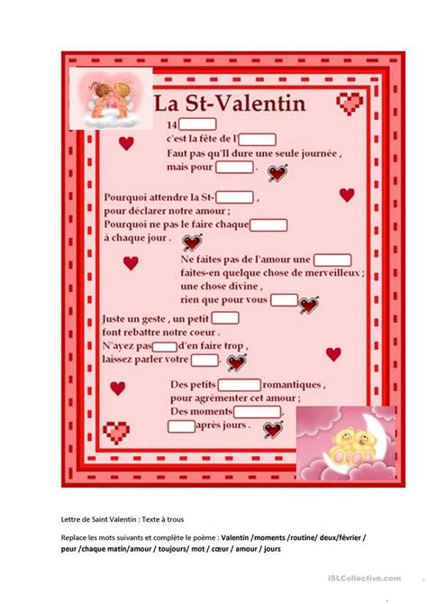 Saint Valentin Français Fle Fiches Pedagogiques Homemade Valentines