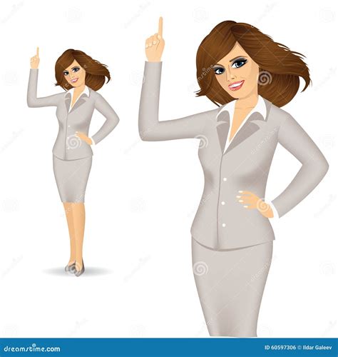 Attractive Businesswoman Pointing Up Stock Vector Illustration Of Executive Caucasian 60597306
