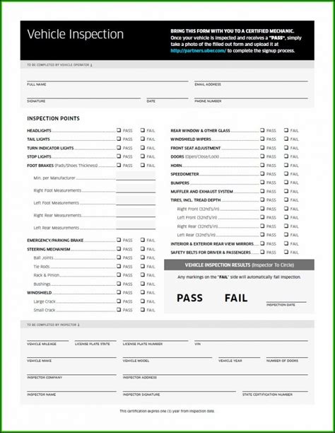 Printable Lyft Inspection Form Printable Word Searches