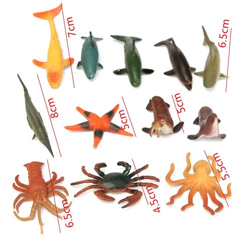 12pcsset 45 8cm Plastic Marine Animal Figures Ocean Creatures Sea