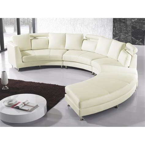 Curved Sectional Sofa Cream Leather Rotunde Free Shipping Today